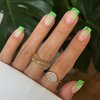 24 Pcs St. Patrick's Day Press on Nails Short Square Fake Nails with Glue Green False Nails with Shamrock Designs Green French Nails Tips Acrylic Glue on Nails Full Cover Stick on Nails for Women