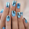 iMABC Shiny Glossy Shiny Dark Blue Press On Nails Oval Medium Lenght Nails Salon Manicure Gel Shimmery Nail Art Tips Fake Nals Reusable Acrylic False Nails Stick On Nails for Women Girls