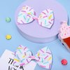 Whaline 2Pcs Ice Cream Sprinkles Bow Hair Clips Pastel Cake Donut Sprinkles Ribbon Hair Bow Barrette Summer Confetti Hairgrips for Women Birthday Party Supplies