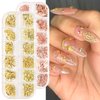 2 Box 3D Metal Nail Charms Nails Art Studs Glitter Rose Gold Metal Nail Studs Mix Shape Star Moon Feather Triangle Rivet and Other Designs DIY Nail Art Decoration Accessories