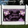 WVMNQO 6 * 3.6ft Happy Birthday Banner, Purple Birthday Gifts for Women and Girls, Reusable Birthday Decorations, Durable Party Decorations Backdrop, Perfect Party Supplies Photography Background