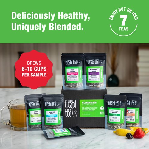 Tiesta Tea - 7 Green Teas Dry Flight Sampler, Medium Caffeine Hot & Iced Tea, Premium Loose Leaf Tea Sample with Green Tea Blends - 7 Resealable Sample Pouches