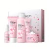 XJBD Travel Skincare Set for Women, After Shower Skin Moisturizing Cleaning & Care Kit for Teens, Vitamin C JAPAN SAKURA Hydration Beauty Kit | Cleanser Toner Serum Eye Cream Face Cream (5PCS)
