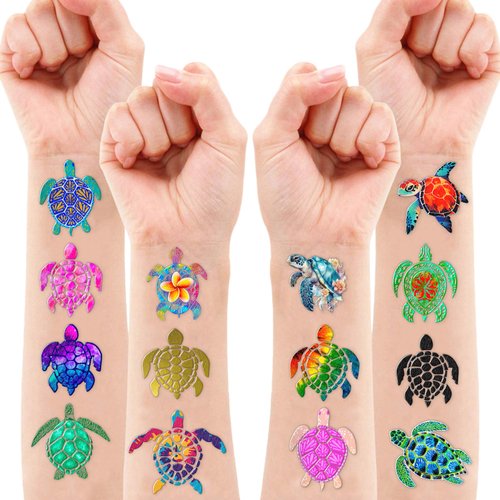 Turtle Temporary Tattoos Turtle Party Decorations - Under The Sea Creatures Ocean Themed Stickers for Kids Birthday Party Supplies, Decorations, Favors and Prizes (Turtle 1)