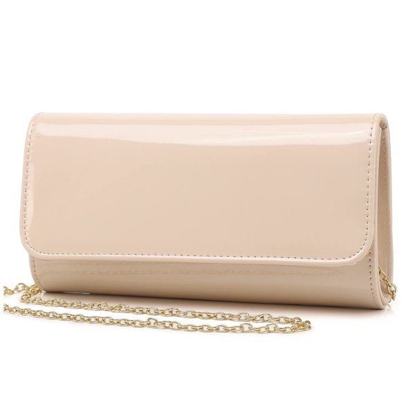 Patent Leather Envelope Clutch Womens Evening Handbag Stylish Shoulder Bag Purse for Christmas Wedding Party Prom(Nude 018)