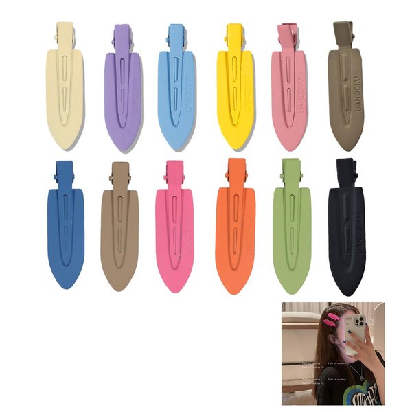 12Pcs no bend hair clips on bangs for women makeup styling duck bill small hair clips candy color creaseless hair clips