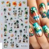 Summer Coconut Tree Nail Art Stickers Decals 2Pcs Palm Tree Flamingo Flowers Summer Nail Designs Stickers Manicure Accessories Tropical Style Nail Decals for Acrylic Nail Art Decorations Supplies