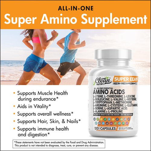 Amino Acids Supplement L-Lysine, L-Threonine, L-Leucine, Isoleucine, Valine, L-Histidine, L-Tryptophan, L-Methionine, L-Arginine, L-Cysteine, L-Glutamine, L-Serine, Aspartic Acid, Alanine, L-Proline