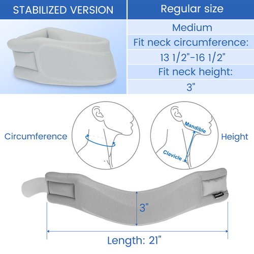 VELPEAU Neck Brace for Neck Pain and Support, Soft Cervical Collar for Sleeping, Vertebrae Whiplash Wrap Aligns, Stabilizes & Relieves Pressure in Spine for Women & Men(Grey, Medium 3″)