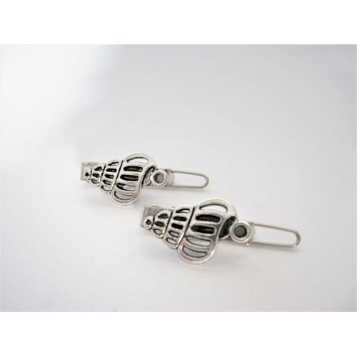 Generic 2 extra tiny small silver seashell metal barrette hair clip for fine thin hair