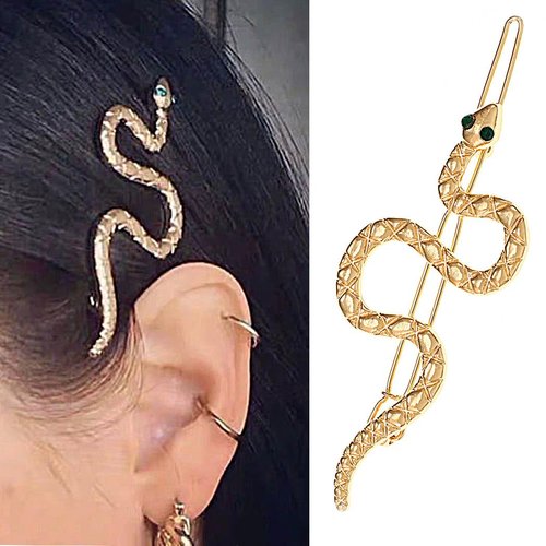 JONKY Snake Hair Clip Gold Hair Pins Snakes Headpiece Serpent Hair Barrettes Medusa Costume Hair Accessories for Women