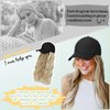 Lansigreen Hat Wig for Women Baseball Cap with Hair Extensions Adjustable Hat Attached 24" Long Wavy Hairpieces Synthetic Wig Light Brown