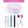 8PCS Nail Soaking Bowl Lorvain Nail Soak Tray with 6PCS Nail Polish Remover Tools Manicure Bowls with Cuticle Peeler Pusher Cutter and Nail Files Professional Nail Art Spa Tools for Salon Home (Pink)