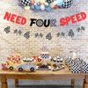 Sursurprise Need Four Speed Birthday Decorations, Need Four Speed Banner Checkered Flag Banner Kit, Race Car Theme 4th Birthday Party Supplies for Boys