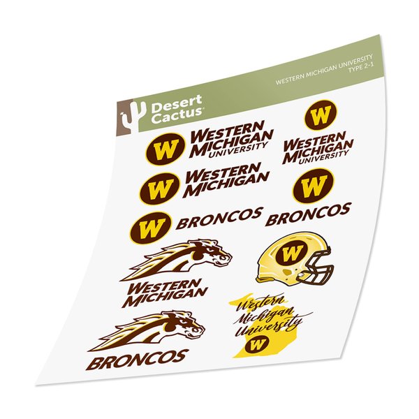 Desert Cactus Western Michigan University Sticker Broncos Stickers Vinyl Decals Laptop Water Bottle Car Scrapbook13.46x10.94 T2 (Type 2)