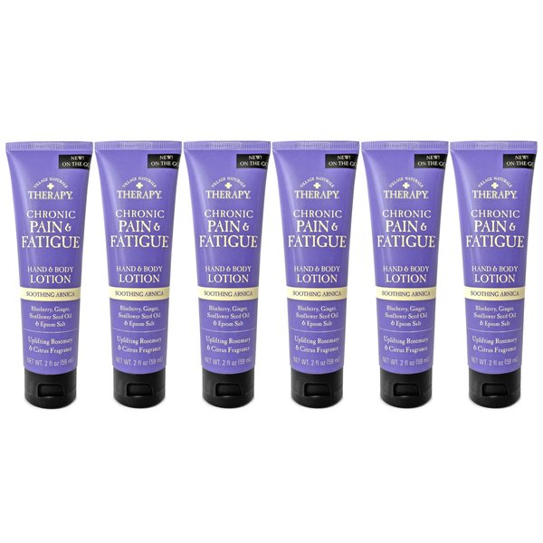 Village Naturals Therapy, Chronic Pain & Fatigue Hand & Body Lotion, 2 fl oz, Pack of 6
