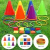 3 in 1 Plastic Cones Ring Toss Game for Kids Cornhole Bean Bags Yard Game Set ，Kids Indoor&Outdoor Game Set（26 Pieces）