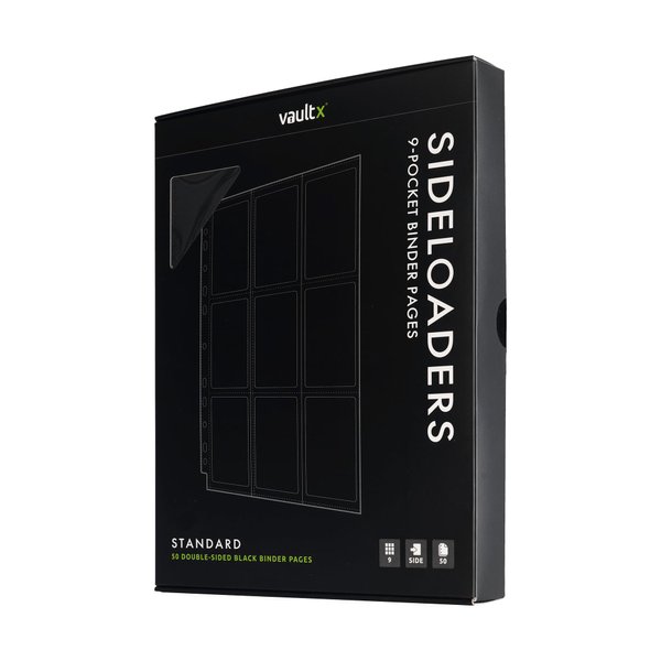 Vault X Sideloaders - 9-Pocket A4 Trading Card Binder Pages Storage Wallet - Double-Sided Side-Loading Pockets for 900 Card Capacity for TCG CCG (50 Pages)