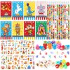 Pasimy 70 Pcs Circus Party Favors Set Carnival Notebook Pencil Clown Stamp Pencil Sharpener Eraser Sticker Circus Animal Party Gift for Circus Birthday Party Baby Shower Decorations Supplies