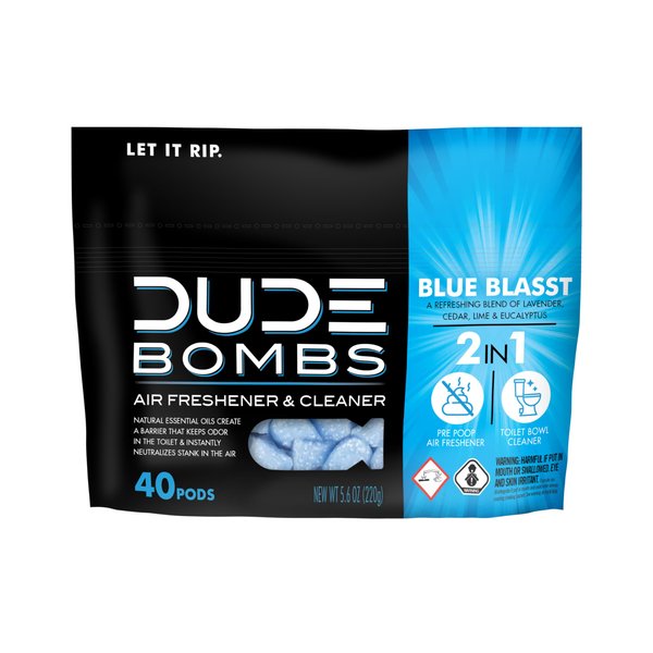 DUDE Bombs - Toilet Stank Eliminator - 1 Pack, 40 Pods - Fresh Scent 2-in-1 Stank Eliminator + Toilet Bowl Freshener - Refreshing Blend of Lavender, Cedar, Lime, and Eucalyptus