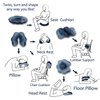 Total Pillow Airplane Travel Pillow, Brushed Microfiber Neck-, Head-, and Lumbar-Support Pillow, Microbead Twistable/Contours Any-Position Travel Pillow, Blue
