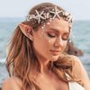 Unicra Starfish Headband Pearl Bride Wedding Hair Vine Shell Bridal Headpiece Beach Hair Accessories for Women and Girls (White Brown, Free Size)