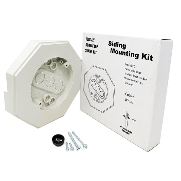 iMBAPrice 8141-1 Vertical Siding Lamp Octagon Mounting Kit with Built-in Box for 1/2 Inch (0.5") Outdoor Vertical Siding LAP