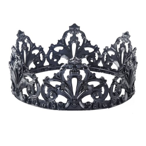 YADIRF Alloy King Queen Royal Full Round Crown Wedding Tiara Headbands Princess Crowns For Pageant Party Hair Accessories (Black)