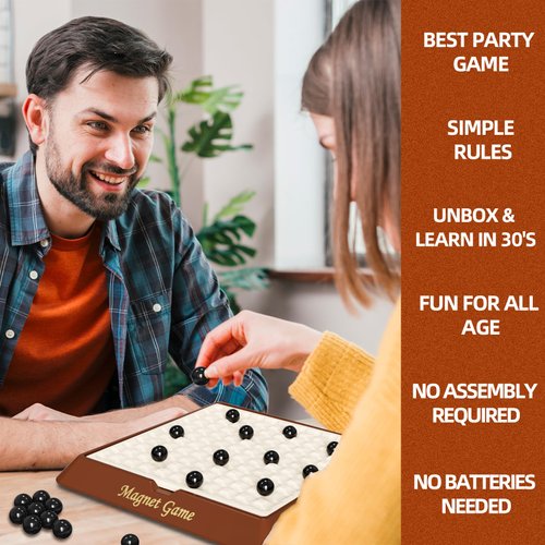 Magnetic Game Chess, Magnet Games for Adults and Kids with Storage Board, Magnet Chess Game with Stones, Board Game for Family Game Night, 2-4 Players