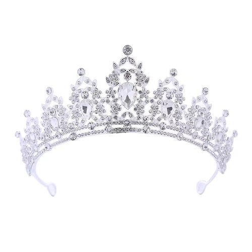 yuruyi Princess Tiara Crown for Women，Queen Crown Tiara for Bride, Silver Crystal Crown Diadem Bride Royal Queen Headband Princess Quinceanera Pageant