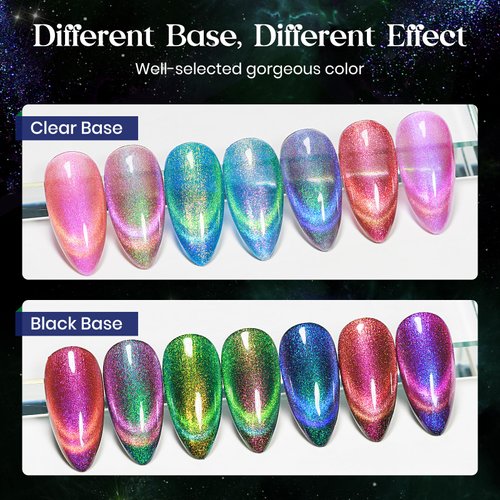 MIZHSE 9D Cat Eye Gel Nail Polish 8x10ML, Dual Color Galaxy Magnetic Nail Polish Gel, Magic Cateye Chameleon DIY Nail Art Manicure Set for Home with Magnet Stick