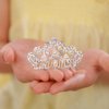 JWICOS Princess Comb Mini Crystal Hair Comb Silver Pearl Hair Comb Rhinestone Wedding Mini Headband Comb for Girls (Silver)