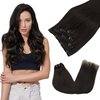 GOO GOO Clip in Hair Extensions Real Human Hair, 18inch 65g 4Pcs, 2 Dark Brown, Remy Human Hair Extensions Clip ins for Women, Natural Human Hair