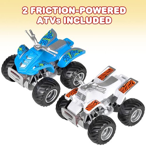 ArtCreativity Land & Sea Friction ATV Set, Set of 2, Push n Go Toy Cars with Fun Designs, Cool Birthday Party Favors for Kids, Pretend Play Gifts for Boys and Girls