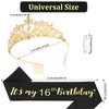 Araluky Sweet 16 Birthday Decorations for Girls with Sweet 16 Sash and Tiara, Sweet 16 Party Decorations 16th Birthday Sash and Crown Set Sweet 16 Gifts for Girls