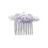 Faship Gorgeous Violet Light Purple CZ Crystal Floral Hair Comb