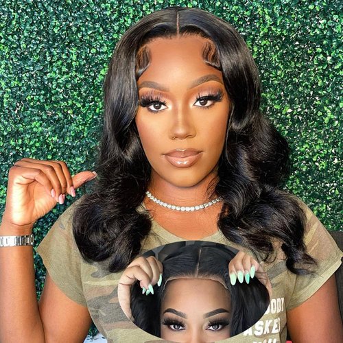 Atilck Wear and Go Glueless Wigs Human Hair Pre Plucked Pre Cut Bob Wig Human Hair With Elastic Band For Black Women Body Wave 4x4 Closure Human Hair 16 Inch