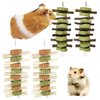 Hamiledyi 4PCS Bunny Chew Toys Rabbit Hanging Toys for Teeth Grinding Natural Apple Wood Sweet Bamboo Sticks Timothy Grass&Carrot Cake for Chewing/Improving Rodent Animals Dental Health