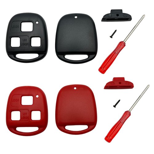 WKIOERAD Key Fob Shell Case Replacement for Lexus ES GS GX is LS LX RX SC RX330 RX350 ES300 ES330 IS300 IS330 GX470 LX470 Key Fob Cover with Screwdriver (Black+Red)