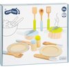 small foot wooden toys- Premium 15 Piece Kitchen Playset- Cooking and Dining Set Includes Pots, Plates and Utensils- Ideal for Toddlers 2+, Multi, (11098)