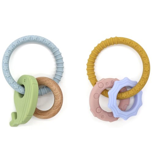 Gogzy - Silicone Teether Ring, BPA Free, Bracelet Toys for Baby (MC2_Blue_Mango)