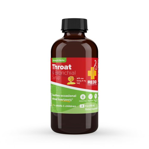 Redd Remedies, Throat & Bronchial Syrup, Natural Cough Suppressant