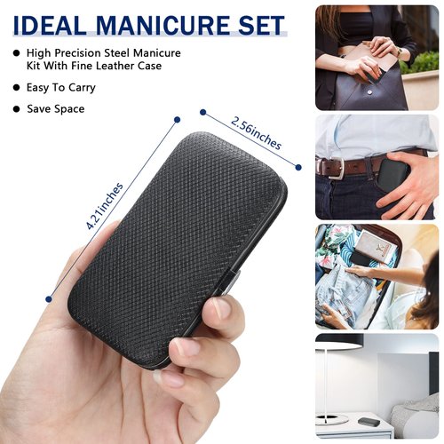 Hanaive 6 Set Manicure Set Nail Clippers Pedicure Kit 48Pcs Stainless Steel Grooming Kit 8 in 1 Professional Nail Care Tools with Luxurious Travel Case for Men Women Nail Care(Black)