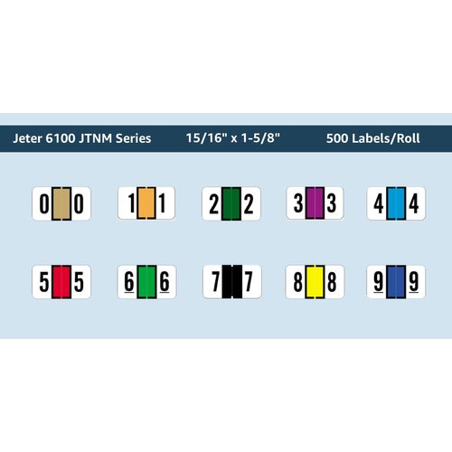 Doctor Stuff - File Folder Labels, Number 1, Jeter 6100 Match - JRNM Series Chart Stickers, Red, 15/16" x 1-5/8", 1, 500/Roll