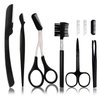 Ptiysta 6-In-1 Eyebrow Trimmer Set Exfoliating Beauty Tool The Eyebrow Treatment Kit includes: Scissors Eyebrow Scissors Eyebrow Comb Tweezers Pocket Knife Eyebrow Scraper