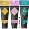 3Pcs Holographi Face Body Glitter Gel, Sparkle Color Changing Face Glitter Gel, Mermaid Sequins Glitter Face Paint, Chunky Hair Glitter Gel for Concerts Party Mardi Gras Festival Rave