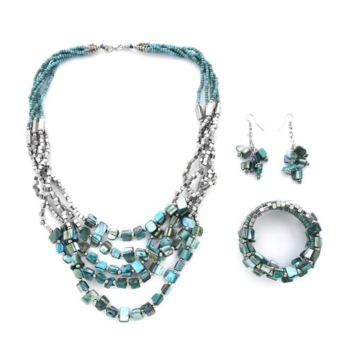 Shop LC Handmade Chunky Blue Beaded Costume Jewelry for Women Seed Bead Long Necklace Bracelet Earrings Set Boho Beach Summer Gifts for Women Birthday Gifts for Women