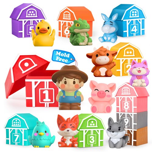 Oriate Learning Toys for 1,2,3 Year Old Toddlers, 20Pcs Farm Animals Counting Color Sorting Montessori Toys Fine Motor Skill, Kids Birthday Gift Age 12+ Months