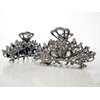 Medium blue or smoke gray crystal metal hair claw clip bridal clip (Primary color: Gray)