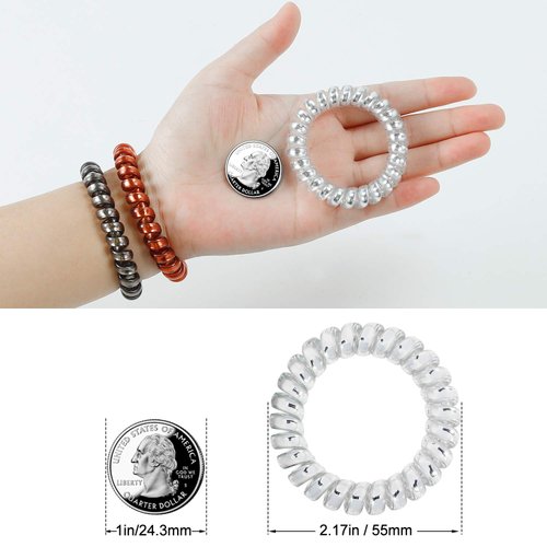 12 Pcs Spiral Hair Ties, TailaiMei No Crease Coil Hair Ties, Phone Cord Hair Ties for Thick Hair - Women Ponytail Holder Elastics(2.17 in, 4 Color)